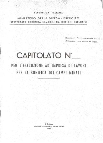 CAPITOLATO DI APPALTO PER LAVORI DI BONIFICA CAMPI MINATI